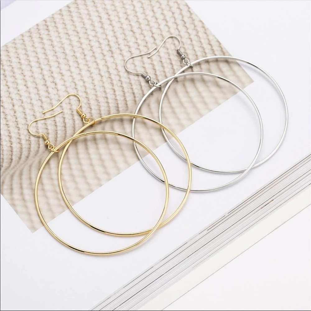 New Gold or Silver 3” Hoops
